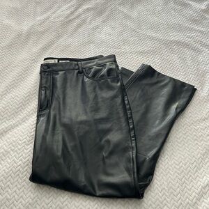 Black faux leather straight leg pants Abercrombie & Fitch